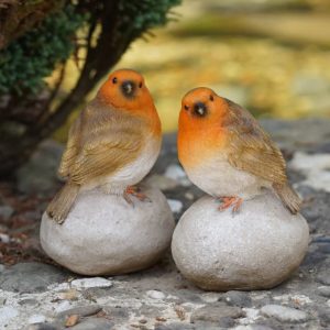 Set of Garden Robins On Stone