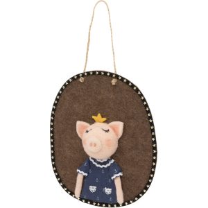 Priscilla Pig Felt Wall Plaque